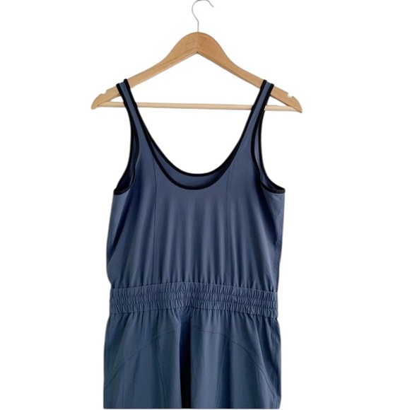 Athleta Unbound Jumpsuit Cargo Blue Relaxed Sleeveless Stretchy Loose Sz Large T - Picture 7 of 9
